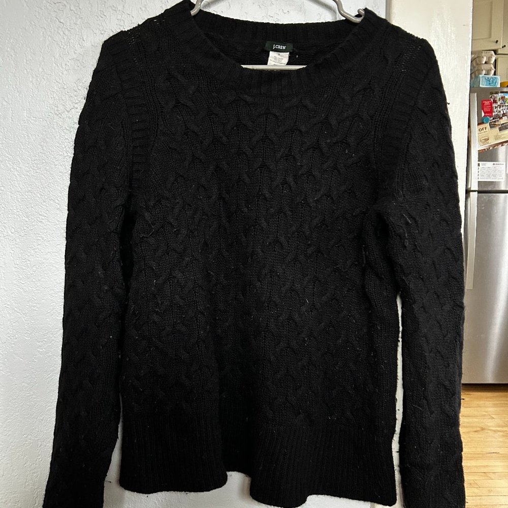 Black J. Crew Cabled Sweater (M)